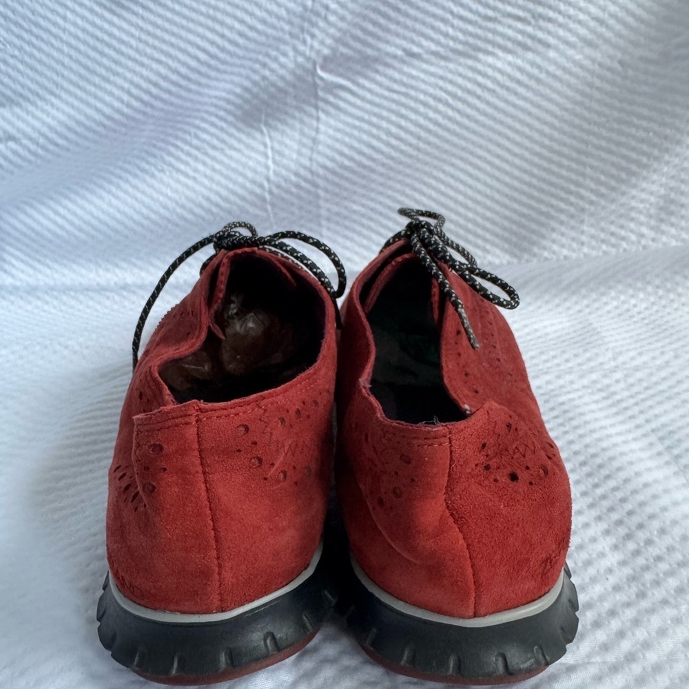 Cole Haan Red Suede Oxford Shoes - Picture 3 of 6